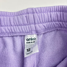 Load image into Gallery viewer, Girls Anko, purple fleece lined track pants, Inside leg: 66cm, light marks left leg, FUC, size 12,  
