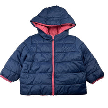 Load image into Gallery viewer, Girls Target, reversible navy/pink puffer jacket / coat, FUC, size 1,  