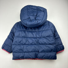 Load image into Gallery viewer, Girls Target, reversible navy/pink puffer jacket / coat, FUC, size 1,  