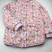 Load image into Gallery viewer, Girls Milkshake, fleece lined floral jacket / coat, light marks cuffs, FUC, size 8,  