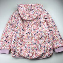 Load image into Gallery viewer, Girls Milkshake, fleece lined floral jacket / coat, light marks cuffs, FUC, size 8,  