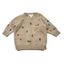 Load image into Gallery viewer, Boys purebaby, embroidered organic cotton / wool knit sweater, light marks, FUC, size 00,  