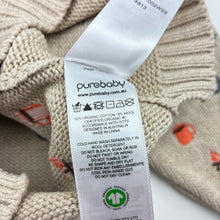 Load image into Gallery viewer, Boys purebaby, embroidered organic cotton / wool knit sweater, light marks, FUC, size 00,  