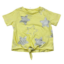 Load image into Gallery viewer, Girls H&amp;T, cotton tie front tee / top, stars, EUC, size 2,  