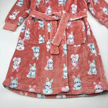 Load image into Gallery viewer, Girls Target, fleece dressing gown / bath robe, rabbits, GUC, size 5,  
