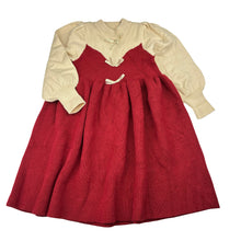 Load image into Gallery viewer, Girls ribbed, knit long sleeve dress, no labels, armpit to armpit: 26cm, shoulder to cuff: 34cm, EUC, size 3-4, L: 53cm