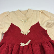 Load image into Gallery viewer, Girls ribbed, knit long sleeve dress, no labels, armpit to armpit: 26cm, shoulder to cuff: 34cm, EUC, size 3-4, L: 53cm