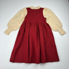 Load image into Gallery viewer, Girls ribbed, knit long sleeve dress, no labels, armpit to armpit: 26cm, shoulder to cuff: 34cm, EUC, size 3-4, L: 53cm