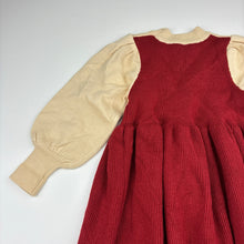 Load image into Gallery viewer, Girls ribbed, knit long sleeve dress, no labels, armpit to armpit: 26cm, shoulder to cuff: 34cm, EUC, size 3-4, L: 53cm