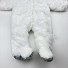 Load image into Gallery viewer, Unisex white, cotton lined wadded fleece coverall / romper, EUC, size 000,  