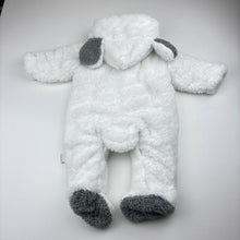 Load image into Gallery viewer, Unisex white, cotton lined wadded fleece coverall / romper, EUC, size 000,  