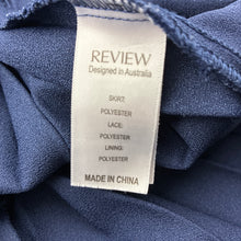 Load image into Gallery viewer, Girls REVIEW, navy floral lace / pleated formal / party dress, GUC, size 6, L: 63cm