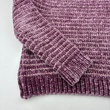 Load image into Gallery viewer, Girls chenille, metallic knit sweater / jumper, no labels, armpit to armpit: 39cm, shoulder to cuff: 47cm, GUC, size 9-10,  