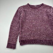 Load image into Gallery viewer, Girls chenille, metallic knit sweater / jumper, no labels, armpit to armpit: 39cm, shoulder to cuff: 47cm, GUC, size 9-10,  