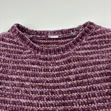 Load image into Gallery viewer, Girls chenille, metallic knit sweater / jumper, no labels, armpit to armpit: 39cm, shoulder to cuff: 47cm, GUC, size 9-10,  
