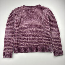 Load image into Gallery viewer, Girls chenille, metallic knit sweater / jumper, no labels, armpit to armpit: 39cm, shoulder to cuff: 47cm, GUC, size 9-10,  
