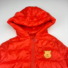 Load image into Gallery viewer, Boys orange, lightweight feather/down puffer jacket / coat, Winnie the Pooh, FUC, size 2,  