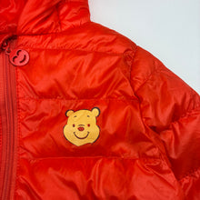 Load image into Gallery viewer, Boys orange, lightweight feather/down puffer jacket / coat, Winnie the Pooh, FUC, size 2,  
