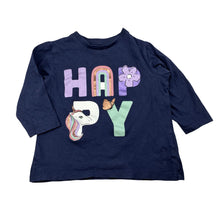 Load image into Gallery viewer, Girls KID, navy cotton long sleeve top, unicorn, GUC, size 1,  