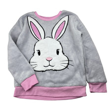 Load image into Gallery viewer, Girls soft feel, fleece pyjama top, no labels, armpit to armpit: 38cm, shoulder to cuff: 43cm, EUC, size 7-8,  