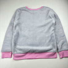 Load image into Gallery viewer, Girls soft feel, fleece pyjama top, no labels, armpit to armpit: 38cm, shoulder to cuff: 43cm, EUC, size 7-8,  