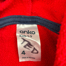 Load image into Gallery viewer, Boys Anko, red fleece lined hoodie sweater, GUC, size 4,  