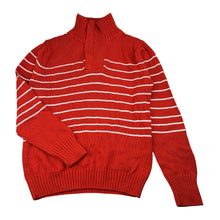 Load image into Gallery viewer, Boys Pumpkin Patch, orange &amp; white knitted cotton sweater / jumper, EUC, size 6,  