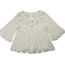 Load image into Gallery viewer, Girls cotton, knitted cardigan / top, no size, armpit to armpit: 27cm, shoulder to cuff: 20cm, GUC, size 3-4,  