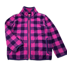 Load image into Gallery viewer, Girls checked, pink microfleece sweater / lightweight jacket, GUC, size 5,  