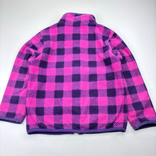 Load image into Gallery viewer, Girls checked, pink microfleece sweater / lightweight jacket, GUC, size 5,  