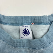 Load image into Gallery viewer, Boys Petit Bateau, blue velour long sleeve top, GUC, size 4,  