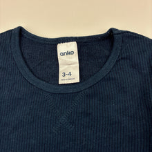 Load image into Gallery viewer, Unisex Anko, navy ribbed cotton blend long sleeve t-shirt, GUC, size 3-4,  