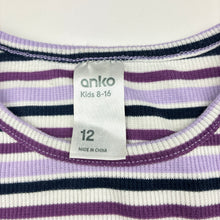 Load image into Gallery viewer, Girls Anko, purple striped long sleeve t-shirt, EUC, size 12,  