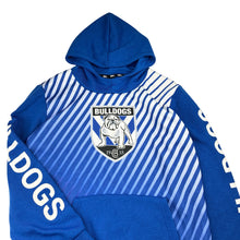 Load image into Gallery viewer, Unisex NRL Supporter, Canterbury Bulldogs fleece lined hoodie, pilling on cuffs, FUC, size 14,  