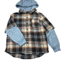 Load image into Gallery viewer, Boys Cotton On, blue and brown checked hooded top, GUC, size 8,  