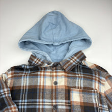 Load image into Gallery viewer, Boys Cotton On, blue and brown checked hooded top, GUC, size 8,  