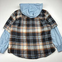 Load image into Gallery viewer, Boys Cotton On, blue and brown checked hooded top, GUC, size 8,  