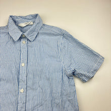 Load image into Gallery viewer, Boys H&amp;M, blue &amp; white striped cotton short sleeve shirt, EUC, size 8,  