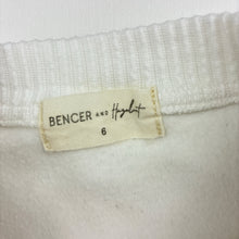 Load image into Gallery viewer, Girls Bencer &amp; Hazelnut, embroidered fleece lined sweater, marks back right sleeve, FUC, size 6,  