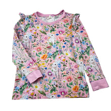 Load image into Gallery viewer, Girls Fleur Harris, pink floral long sleeve pyjama top, wash fade, FUC, size 6,  