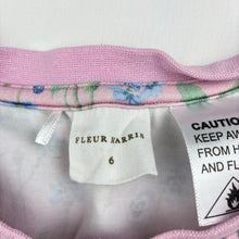 Load image into Gallery viewer, Girls Fleur Harris, pink floral long sleeve pyjama top, wash fade, FUC, size 6,  