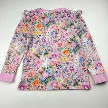 Load image into Gallery viewer, Girls Fleur Harris, pink floral long sleeve pyjama top, wash fade, FUC, size 6,  