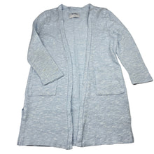 Load image into Gallery viewer, Girls Old Navy, blue marle longline knit cardigan, marks back sleeves, L: 65cm, FUC, size 6-7,  