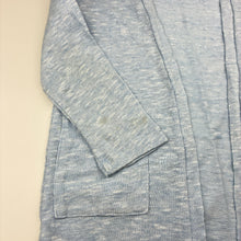 Load image into Gallery viewer, Girls Old Navy, blue marle longline knit cardigan, marks back sleeves, L: 65cm, FUC, size 6-7,  