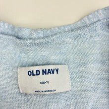 Load image into Gallery viewer, Girls Old Navy, blue marle longline knit cardigan, marks back sleeves, L: 65cm, FUC, size 6-7,  