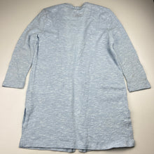 Load image into Gallery viewer, Girls Old Navy, blue marle longline knit cardigan, marks back sleeves, L: 65cm, FUC, size 6-7,  