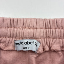 Load image into Gallery viewer, Girls Basic Label Co, pink stretch cotton casual pants, elasticated, FUC, size 7,  