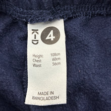 Load image into Gallery viewer, Unisex KID, navy fleece lined track pants, Inside leg: 40cm, FUC, size 4,  