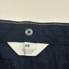 Load image into Gallery viewer, Boys H&amp;M, navy cotton chino pants, adjustable, Inside leg: 53cm, EUC, size 8,  