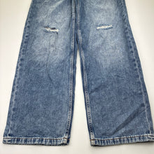 Load image into Gallery viewer, Girls Target, wide leg distressed denim jeans, adjustable, Inside leg: 71.5cm, GUC, size 12,  